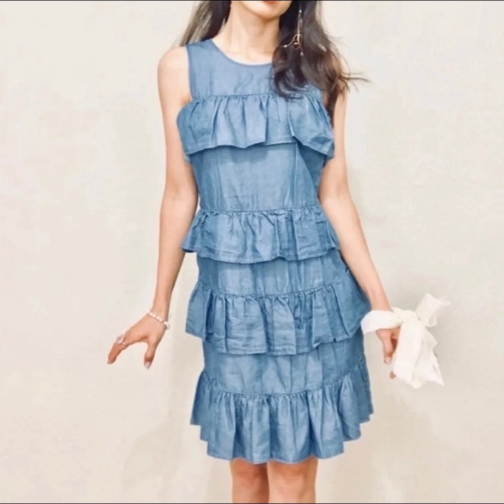 Michael Kors Denim ruffle dress size large
